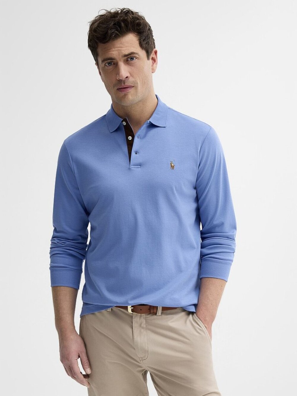 POLO RALPH LAUREN Classic Fit Soft Cotton Long Sleeve Polo Shirt XL Blue NWT